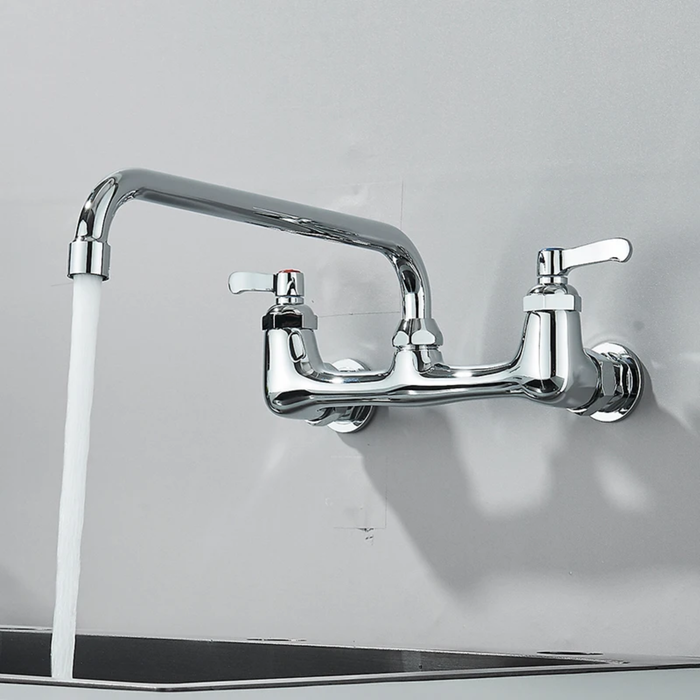 Grifo Mezclador a Pared de 8" con Cuello Swing Móvil de 16"