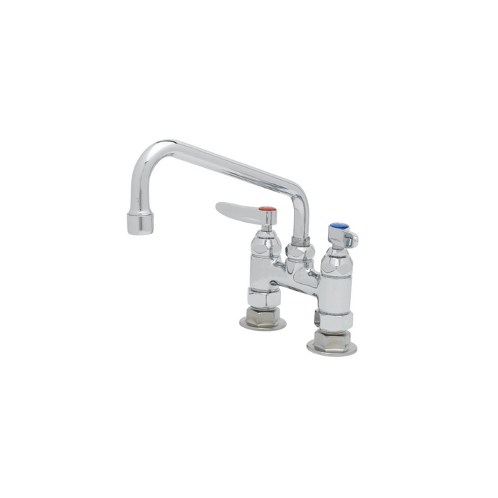 Llave Mezcladora 4" Grifo para Fregadero de Montaje a Cubierta Cuello Oscilante de 8" B-0227 T&S Brass