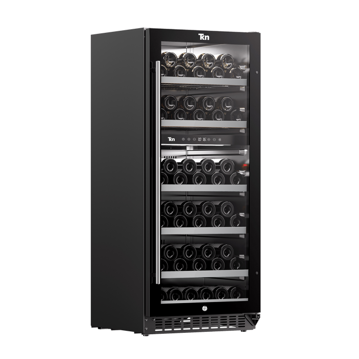 Cava de Vinos Doble Temperatura Capacidad 121 Botellas WC2T121 TKN Estantes de Madera Cava Empotrable o Freestanding
