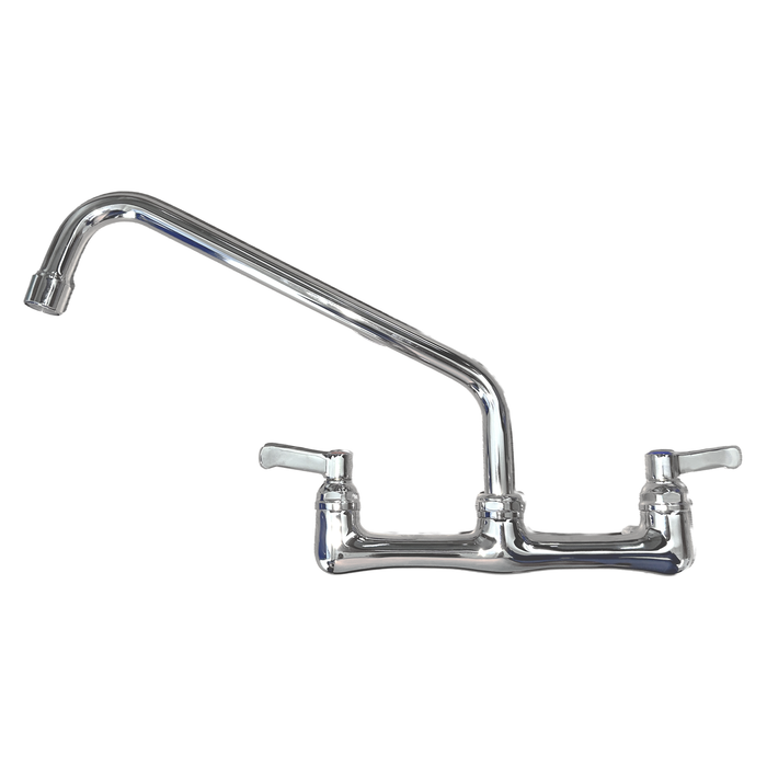 Llave Mezcladora 8" de Montaje a Pared Cuerpo de Latón Cromado Pulido y Cuello de 12" EF98094 EconoFaucet