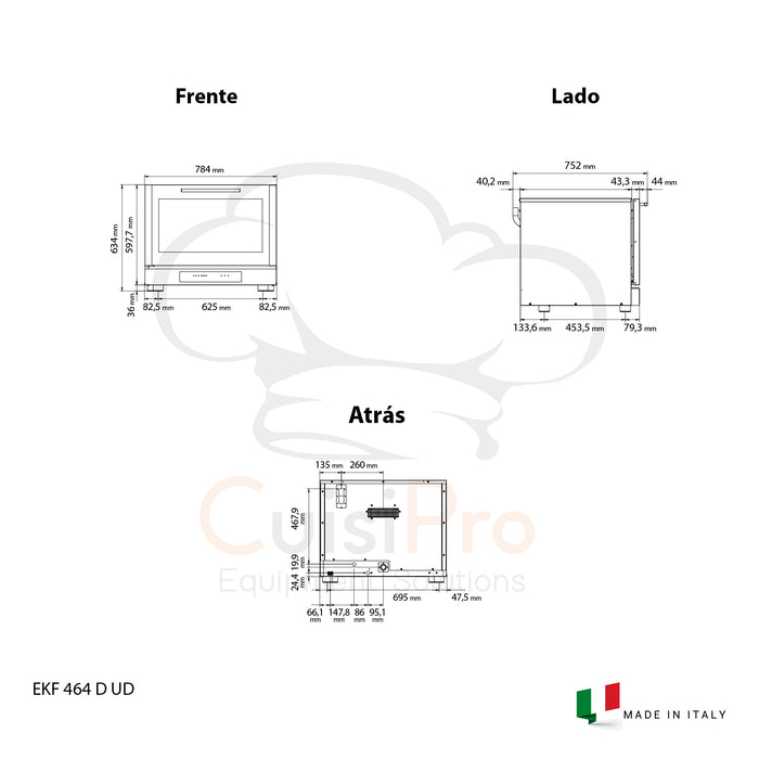 Horno de convección con inyección de vapor EF664GUD TekniKitchen