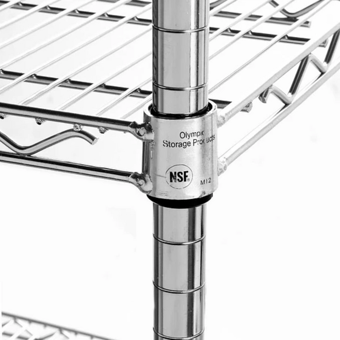Anaquel Estante Móvil Cromado con 4 Entrepaños 24"x48" Postes de 63" Olympic