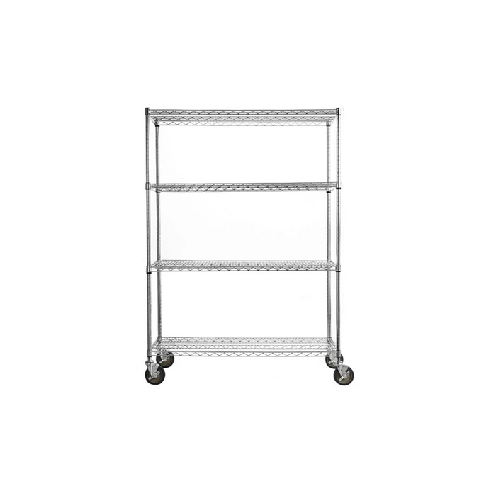 Anaquel Estante Móvil Cromado con 4 Entrepaños 24"x48" Postes de 63" Olympic