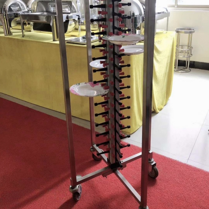 Estante Rack Móvil para Platos Acero Inoxidable 48 platos
