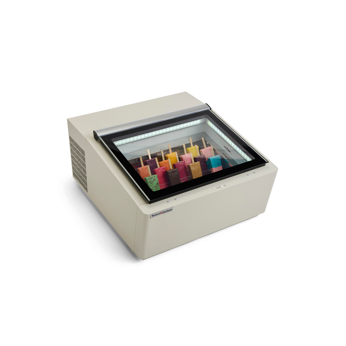 Vitrina Expositora para Helado Italiano Gelato con 3 insertos de 5 litros con Puerta de Apertura Intercambiable Vidrio Templado TKNS03W