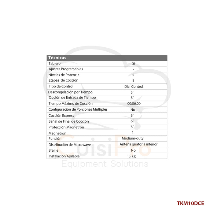 Microondas comercial trabajo medio TKM10DCE TekniKitchen