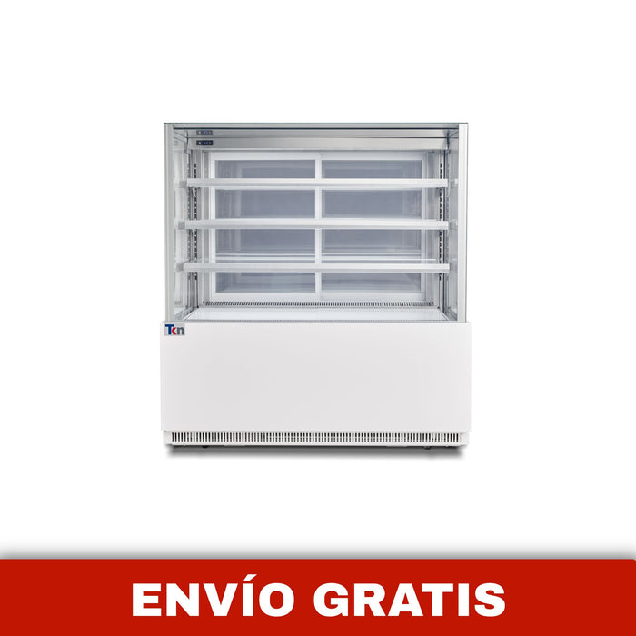 Vitrina Recta Expositora para Pastelería 115v TKN12R4 TKN Iluminación LED 3 Entrepaños Ajustables