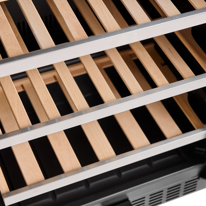 Cava de Vinos Doble Temperatura Capacidad 46 Botellas WC2T46 TKN Estantes de Madera Cava Empotrable o Freestanding