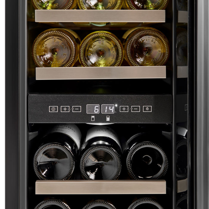 Cava de Vinos Doble Temperatura Capacidad 17 Botellas WC2T20 TKN Estantes de Madera Cava Empotrable o Freestanding