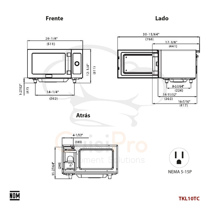 Microondas uso comercial trabajo ligero TKL10TC TekniKitchen